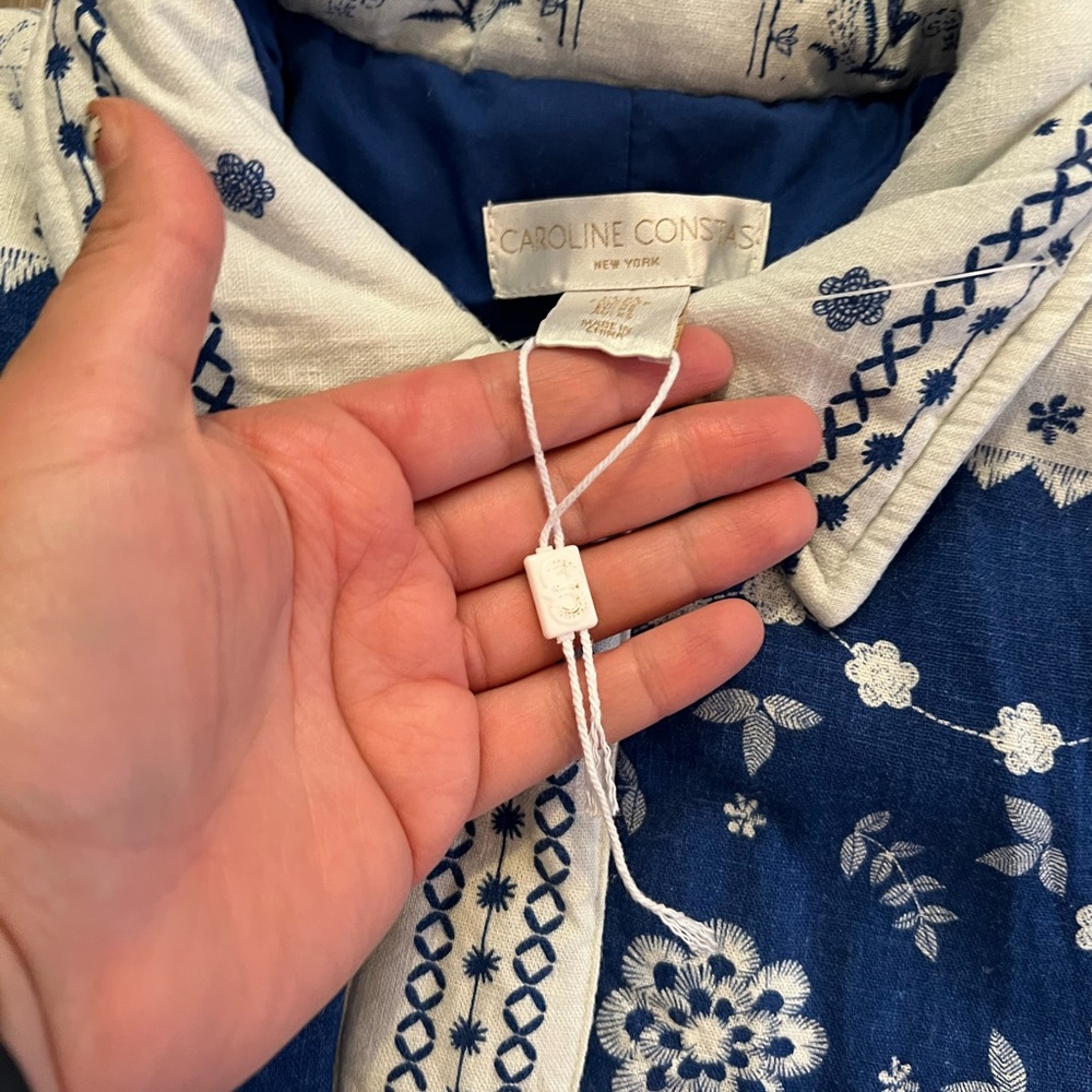 Caroline Constas Blue Ecru Bandana jacket NWOT - Picture 6 of 10